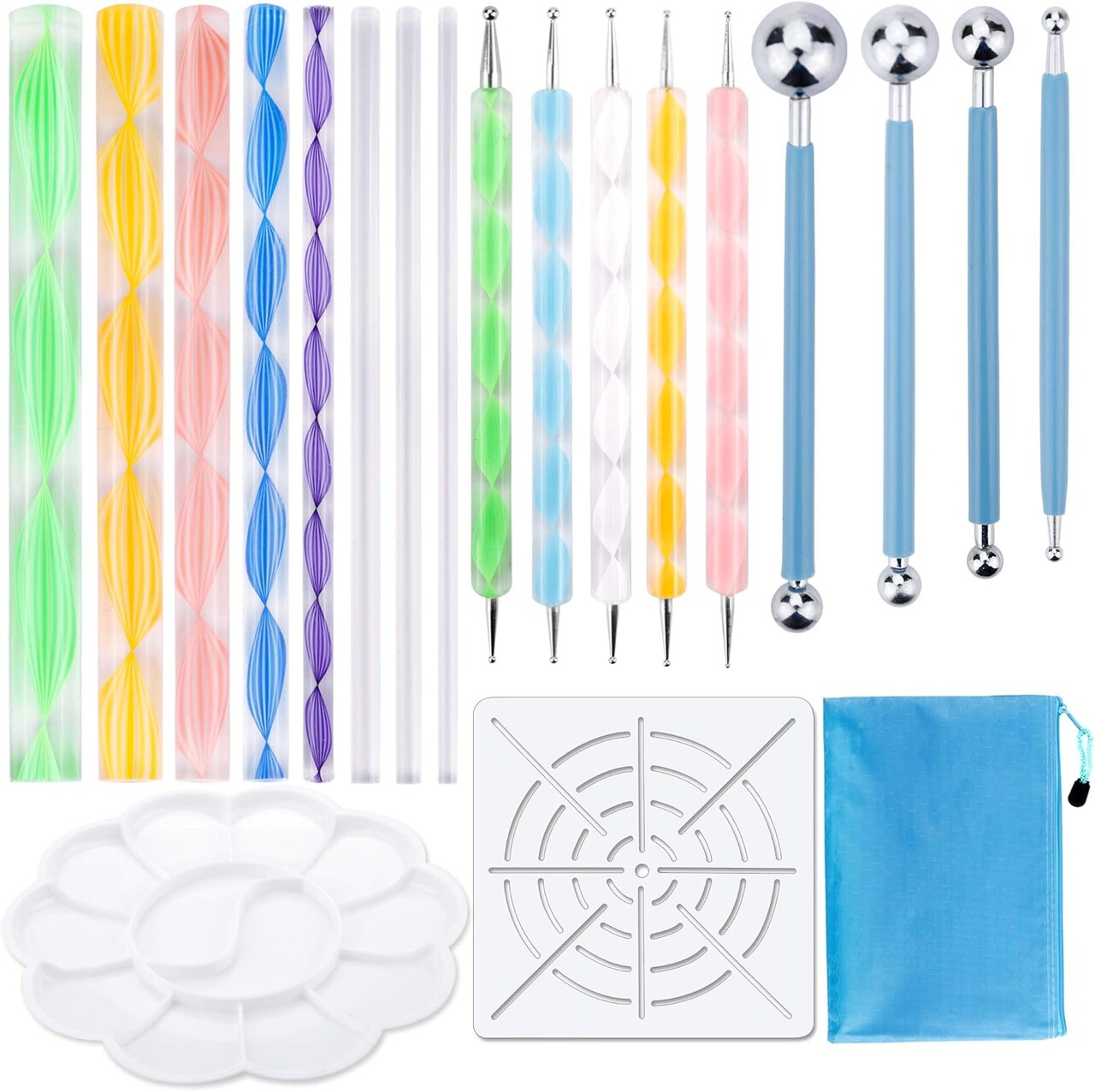 19pcs Mandala Dotting Tools Set Pen Dotting Tools Mandala Stencil Ball Stylus Paint